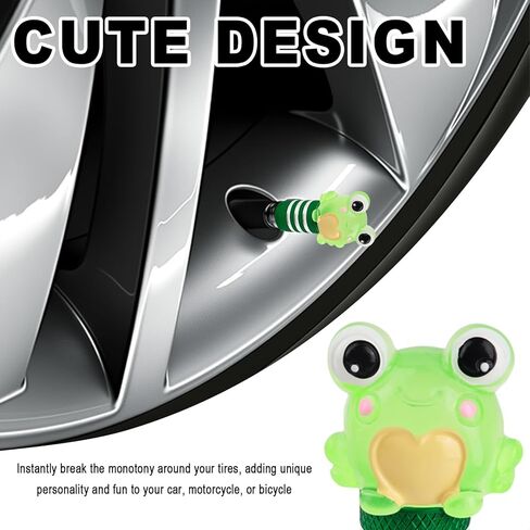 4PCS Frog Tire Valve Stem Caps for Cars,2026 New Cute Car Tire Caps with O-Ring Seal for Cars Decorations,Universal Tires Air Cap Frog Car Accessories Fits Most Bikes/Motorcycle in Saudi Arabia