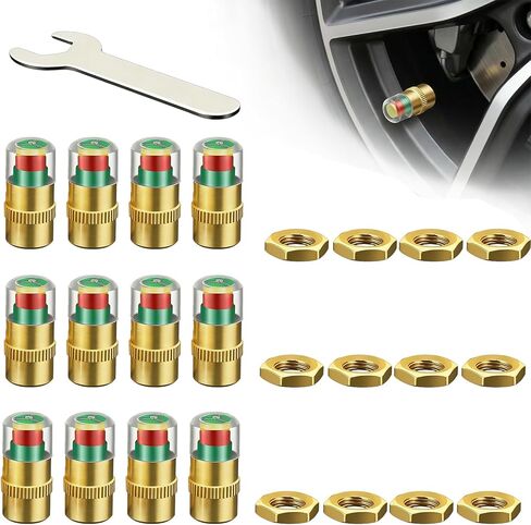 12 Pcs Anti Theft Tire Pressure Caps Kit, Car Tire Pressure Monitor Valve Stem Cap with 3-Color Eye Alert Sensor for Most Car Truck SUV in Saudi Arabia