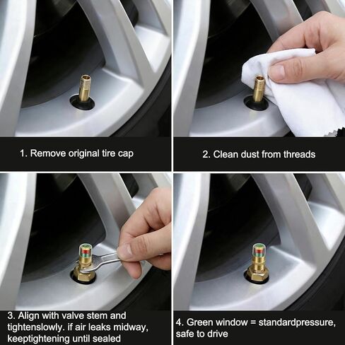 12 Pcs Anti Theft Tire Pressure Caps Kit, Car Tire Pressure Monitor Valve Stem Cap with 3-Color Eye Alert Sensor for Most Car Truck SUV in Saudi Arabia