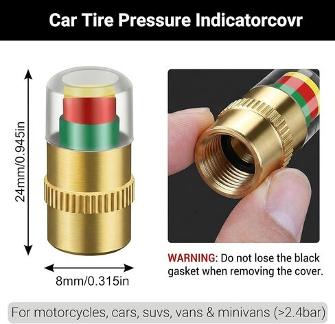 12 Pcs Anti Theft Tire Pressure Caps Kit, Car Tire Pressure Monitor Valve Stem Cap with 3-Color Eye Alert Sensor for Most Car Truck SUV in Saudi Arabia