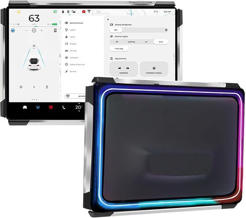 Screen Ambient Light for Tesla Model 3(2017~2023) & Model Y(2020~2024) Interior Lighting Screen Metal Protector case (Silver) in Saudi Arabia