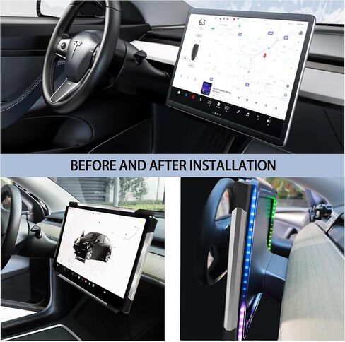 Screen Ambient Light for Tesla Model 3(2017~2023) & Model Y(2020~2024) Interior Lighting Screen Metal Protector case (Silver) in Saudi Arabia