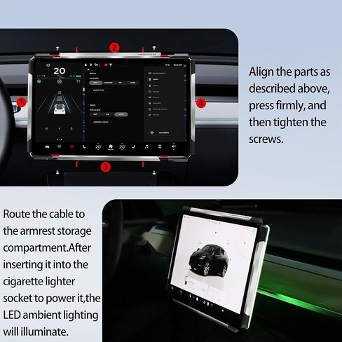 Screen Ambient Light for Tesla Model 3(2017~2023) & Model Y(2020~2024) Interior Lighting Screen Metal Protector case (Silver) in Saudi Arabia