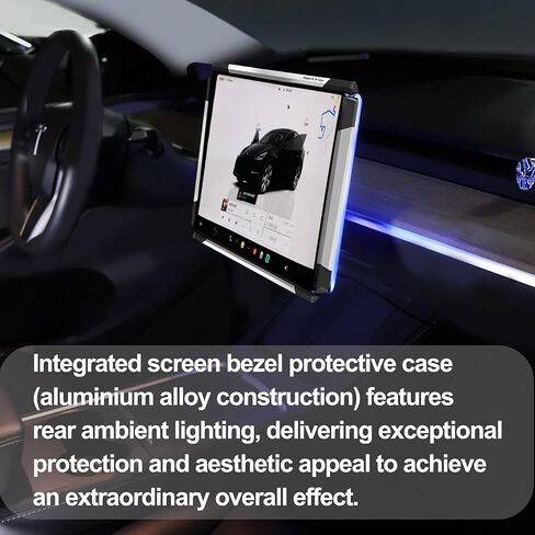 Screen Ambient Light for Tesla Model 3(2017~2023) & Model Y(2020~2024) Interior Lighting Screen Metal Protector case (Silver) in Saudi Arabia