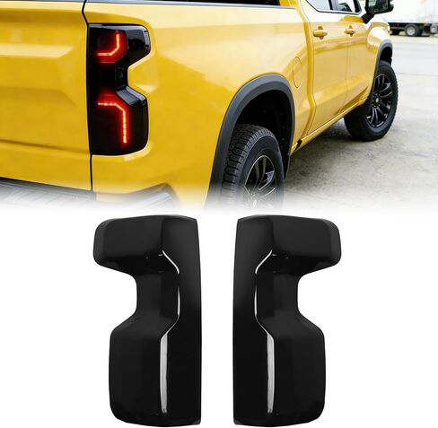 Tail Light Lamp Cover Compatible with 2019-2025 Chevy Chevrolet Silverado Taillight Guard Cover Lens Trim Bezel Frame Pair Smoked Black in Saudi Arabia
