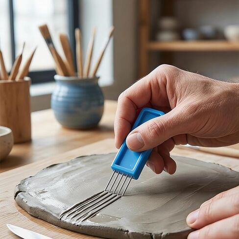 XMHBG Clay Bonding & Texturing Tool - Dual-Ended Pottery Scratching Tool for Sculpting, Ceramics & DIY Clay Crafts,Portable Clay Scorer & Connector (Blue) in Saudi Arabia