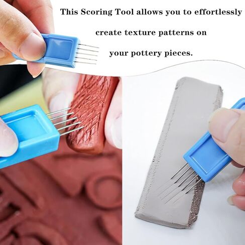 XMHBG Clay Bonding & Texturing Tool - Dual-Ended Pottery Scratching Tool for Sculpting, Ceramics & DIY Clay Crafts,Portable Clay Scorer & Connector (Blue) in Saudi Arabia