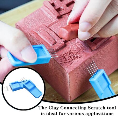 XMHBG Clay Bonding & Texturing Tool - Dual-Ended Pottery Scratching Tool for Sculpting, Ceramics & DIY Clay Crafts,Portable Clay Scorer & Connector (Blue) in Saudi Arabia