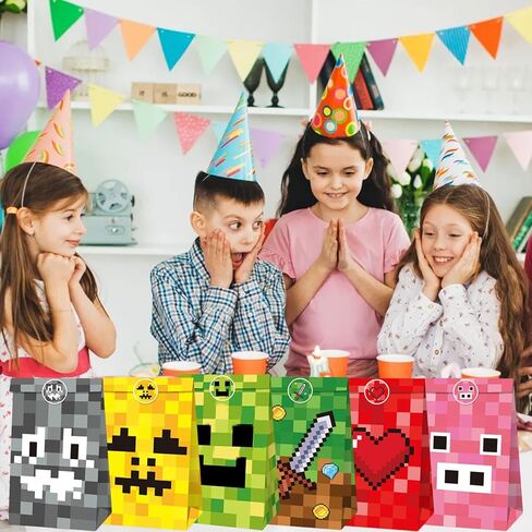 24 Pcs Game Theme Gift Bags, Pixel Gift Wrap Bags, Small Candy Bag, Plus 4 Adorable Stickers as a gift. in Saudi Arabia