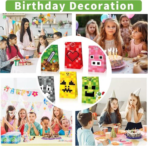 24 Pcs Game Theme Gift Bags, Pixel Gift Wrap Bags, Small Candy Bag, Plus 4 Adorable Stickers as a gift. in Saudi Arabia