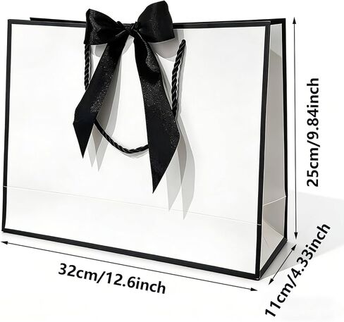 MHUAELIDV 12 Pcs Gift Bags with Handles, 12.6" x 9.84" x 4.33" Elegant White Gift Wrap Bags with Bow Ribbon for Wedding, Birthday, Bridesmaid, Mother's Day, Graduation, Housewarming in Kuwait