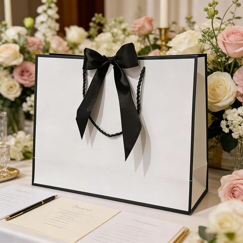 MHUAELIDV 12 Pcs Gift Bags with Handles, 12.6" x 9.84" x 4.33" Elegant White Gift Wrap Bags with Bow Ribbon for Wedding, Birthday, Bridesmaid, Mother's Day, Graduation, Housewarming in Kuwait