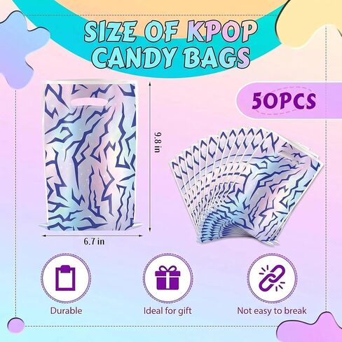 50 قطعة من حقائب هدايا الحفلات ذات طابع Kpop، حقائب Goodie ذات طابع الطاقة الشيطانية مع مقابض، حقائب هدايا لمستلزمات حفلات أعياد الميلاد التي تحمل طابع Kpop in Kuwait