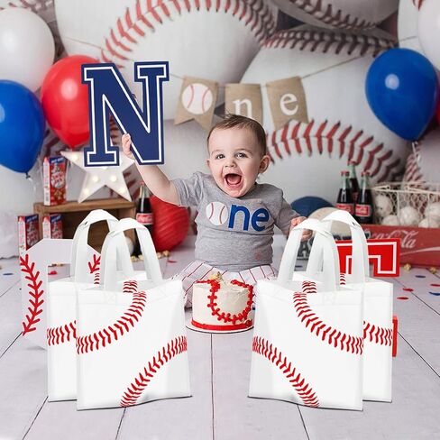 24 PCS Baseball Non-Woven Party Favor Bags with Handles Baseball Party Favor Bags Goodie Treat Candy Bag for Sports Theme Party Birthday 7.87 x 7.87 Inch in Saudi Arabia