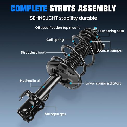 Front Coil Spring Strut & Stabilizer Sway Bar Links Fit for Toyota Rav4 2.4L 2006-2008, for Toyota Rav4 2.5L 2009-2012, Shock Absorber and Sway Bar Link Replace for 172276, 172275, K750043 in Kuwait