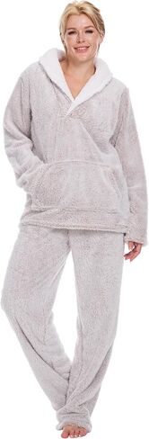 Womens Fluffy Pajamas Sets Fleece Pajamas For Women Pullover Pants Loose Plush Sleepwear in Saudi Arabia