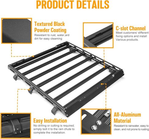 Wrangler All Aluminum Roof Rack Basket for 2018-2026 Jeep Wrangler JL & Gladiator JT 4 Doors, Rooftop Storage Carrier Luggage Rack, Roof Rack Crossbars(Hard Top Only) in Saudi Arabia