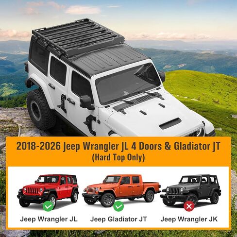 Wrangler All Aluminum Roof Rack Basket for 2018-2026 Jeep Wrangler JL & Gladiator JT 4 Doors, Rooftop Storage Carrier Luggage Rack, Roof Rack Crossbars(Hard Top Only) in Saudi Arabia