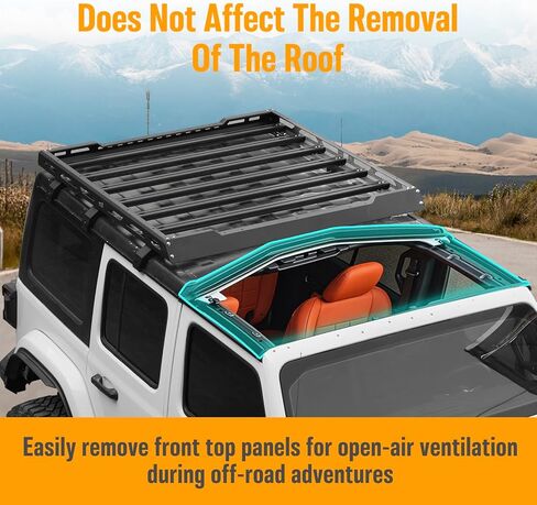 Wrangler All Aluminum Roof Rack Basket for 2018-2026 Jeep Wrangler JL & Gladiator JT 4 Doors, Rooftop Storage Carrier Luggage Rack, Roof Rack Crossbars(Hard Top Only) in Saudi Arabia