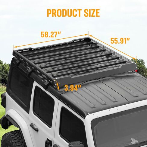Wrangler All Aluminum Roof Rack Basket for 2018-2026 Jeep Wrangler JL & Gladiator JT 4 Doors, Rooftop Storage Carrier Luggage Rack, Roof Rack Crossbars(Hard Top Only) in Saudi Arabia