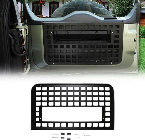 حامل أمتعة تخزين الأمتعة بلوحة مولي للتخزين بالباب الخلفي متوافق مع Land Rover Defender 90 110 130 2020 2021 2022 2023، رف تخزين الباب الخلفي من سبائك الألومنيوم in Kuwait
