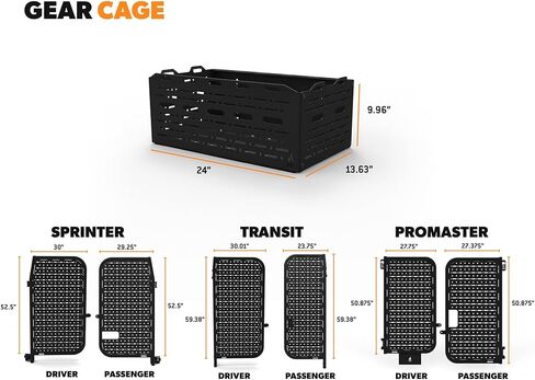 Rear Door Gear Storage Cage Aluminum Cargo Basket for Van Rear Platform, Heavy Duty Exterior Storage Box with Mounting Slots, Powder Coated, Overland Storage Solution in Saudi Arabia