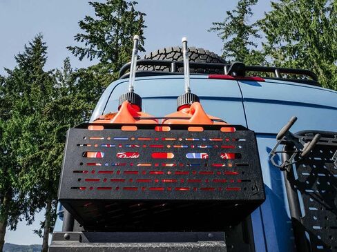 Rear Door Gear Storage Cage Aluminum Cargo Basket for Van Rear Platform, Heavy Duty Exterior Storage Box with Mounting Slots, Powder Coated, Overland Storage Solution in Saudi Arabia