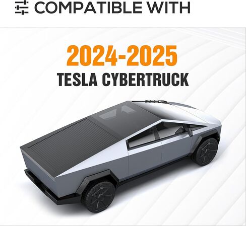 YZONA Bed Rack Roll Bar، متوافق مع 2024-2025 Tesla Cybertruck سقف الرف الأمامي + الأقسام الوسطى، رف البضائع الثقيلة مع لوحات MOLLE، الترباس، مسحوق المغلفة باللون الأسود in Kuwait