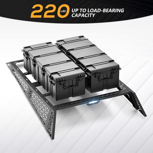 YZONA Bed Rack Roll Bar، متوافق مع 2024-2025 Tesla Cybertruck سقف الرف الأمامي + الأقسام الوسطى، رف البضائع الثقيلة مع لوحات MOLLE، الترباس، مسحوق المغلفة باللون الأسود in Kuwait