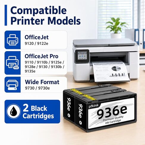 936e 936XL Black Ink Cartridge (with Chip) Replacement for HP 936e 936 Compatible with HP OfficeJet Pro 9125e 9135e 9128e 9122e 9110b 9130b 9730e 9730 Printers (2Pack) in Saudi Arabia