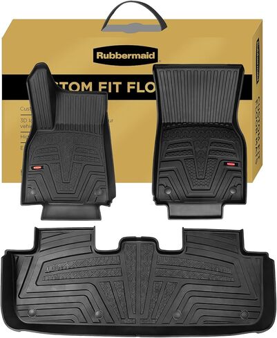 Rubbermaid Floor Mats for Tesla Model Y 2025–2026 Juniper (Not for Standard) | All Weather Rubber Floor Liners Custom Fit Waterproof Heavy Duty Car Mats 1st & 2nd Row Full Set Interior Accessories in Kuwait