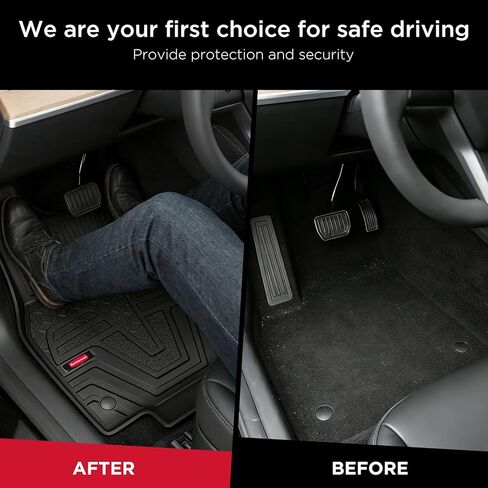 Rubbermaid Floor Mats for Tesla Model Y 2025–2026 Juniper (Not for Standard) | All Weather Rubber Floor Liners Custom Fit Waterproof Heavy Duty Car Mats 1st & 2nd Row Full Set Interior Accessories in Kuwait