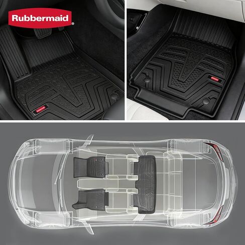 Rubbermaid Floor Mats for Tesla Model Y 2025–2026 Juniper (Not for Standard) | All Weather Rubber Floor Liners Custom Fit Waterproof Heavy Duty Car Mats 1st & 2nd Row Full Set Interior Accessories in Kuwait