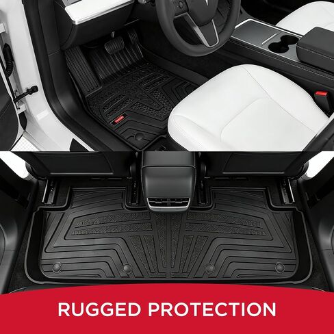 Rubbermaid Floor Mats for Tesla Model Y 2025–2026 Juniper (Not for Standard) | All Weather Rubber Floor Liners Custom Fit Waterproof Heavy Duty Car Mats 1st & 2nd Row Full Set Interior Accessories in Kuwait