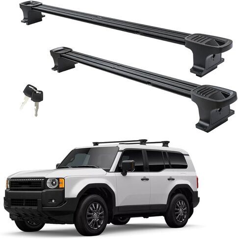 Autekcomma Heavy Duty Roof Rack Crossbars Replacement for Toyota Land Cruiser 1958 Version 2024-2025,Anti-Corrosion Aircraft Aluminum Black Matte with Anti-Theft Locks MAX 350lb Loading Weight in Kuwait