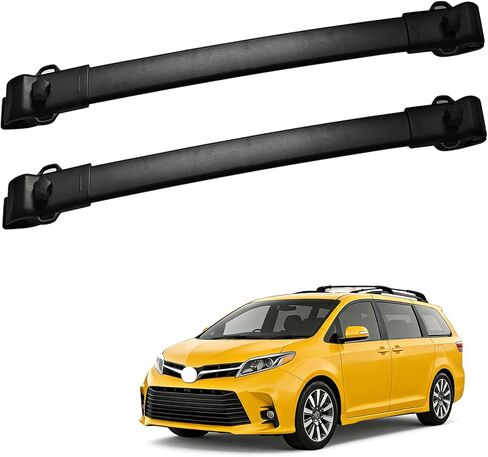 قضبان متقاطعة لرف السقف 200 رطل تناسب 2011-2020 Toyota Sienna (مع سياج جانبي مرتفع)، شريط متقاطع من الألومنيوم عالي التحمل لرفوف البضائع على السطح وحقيبة سقف الدراجة in Kuwait