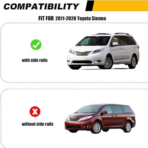 قضبان متقاطعة لرف السقف 200 رطل تناسب 2011-2020 Toyota Sienna (مع سياج جانبي مرتفع)، شريط متقاطع من الألومنيوم عالي التحمل لرفوف البضائع على السطح وحقيبة سقف الدراجة in Kuwait