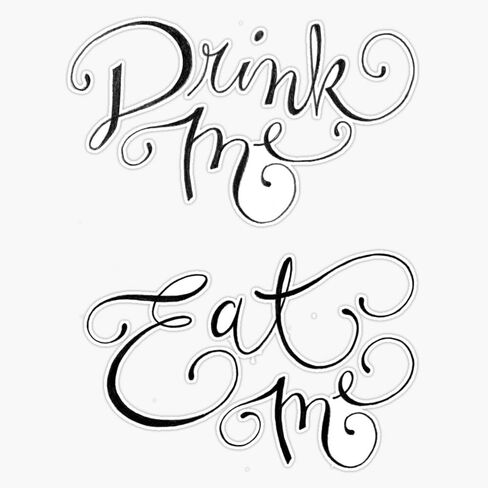 Drink Me, Eat Me Typography on Chalkboard Bumper Sticker Vinyl Decal 5 inches in Kuwait