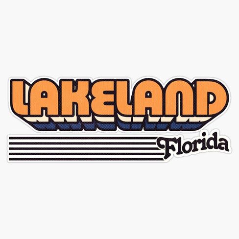 Lakeland Florida Retro Stripes Sticker Bumper Sticker Vinyl Decal 5" in Kuwait