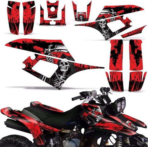 ATV Graphics kit Sticker Decal Compatible with Yamaha Warrior 350 All Years - Reaper V2 Red in Saudi Arabia