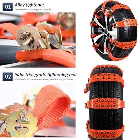 Snow Tire Chains for Abarth 500 Competizione Hatchback 2018-2023, Traction Straps Non-Slip Quick No-Tools Installation Low Noise for Ice Snow Mud Fit 165-245mm Tires,4 Straps in Saudi Arabia