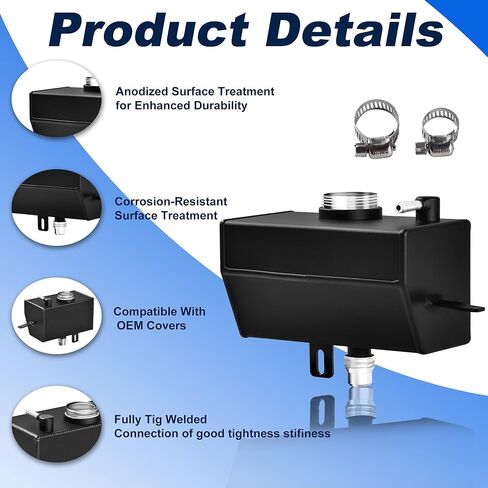 Aluminium Alloy Front Engine Coolant Reservoir Tank Expansion Bottle System for 2018-2024 Wrangler JL JLU & 2020-2024 Gladiator JT 2.0&3.6L Model, Metal Bottle Replaces plastic Bottle 68364312AC in Saudi Arabia