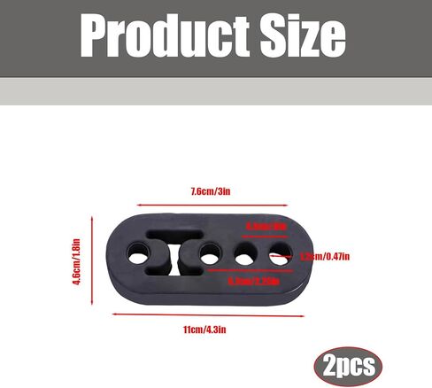2 Pcs 4 Holes Rubber Exhaust Hangers, 0.47 Inch Adjustable Pipe Insulator for Vehicle Models, Universal Muffler Support Mounts for Car Truck SUV Maintenance Accessory in Saudi Arabia