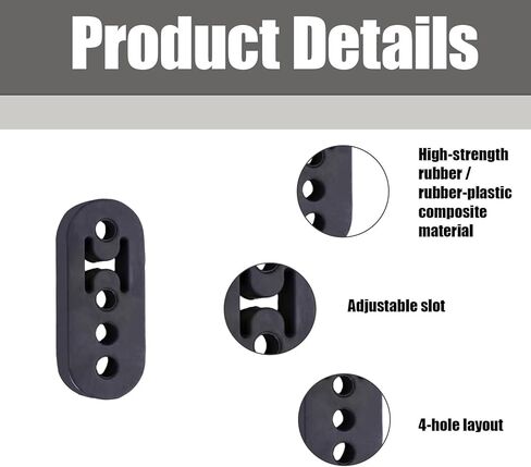 2 Pcs 4 Holes Rubber Exhaust Hangers, 0.47 Inch Adjustable Pipe Insulator for Vehicle Models, Universal Muffler Support Mounts for Car Truck SUV Maintenance Accessory in Saudi Arabia
