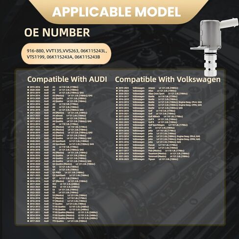 محرك متغير صمام توقيت الملف اللولبي VVT متوافق مع A3 A4 ALLROAD A5 A6 Quattro Q3 Q5 Q7 RS3 S3 TT RS TTS Quattro Arteon Atlas Cross Sport BEETLE GOLF GTI JETTA PASSAT Polo TIGUAN 06K115243A in Kuwait