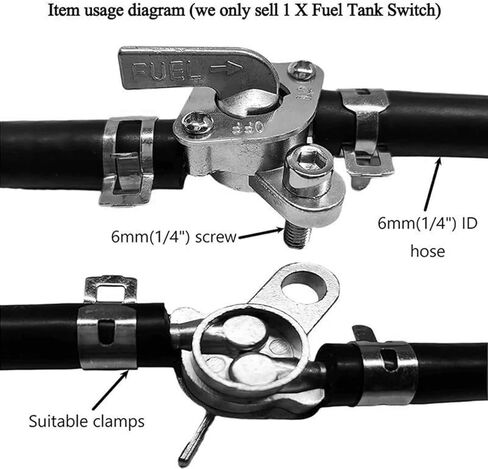 2PCS Go Kart 3/16 "صمام إيقاف الوقود المضمّن Petcock، مفتاح تشغيل وإيقاف وقود الغاز Petcock مع المشابك، مناسب لـ 50cc 70cc 110cc 125cc Super Pocket Dirt Mini Bike ATV in Kuwait