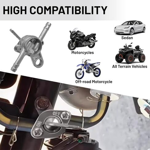 2PCS Go Kart 3/16 "صمام إيقاف الوقود المضمّن Petcock، مفتاح تشغيل وإيقاف وقود الغاز Petcock مع المشابك، مناسب لـ 50cc 70cc 110cc 125cc Super Pocket Dirt Mini Bike ATV in Kuwait
