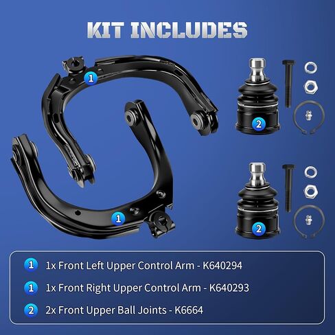 4PCS Front Upper Control Arm w/Ball Joints Fit for 2002-2009 Chevy Trailblazer EXT SSR GMC Envoy XL XUV Buick Rainier Isuzu Ascender Saab 9-7X 2003 2004 2005 2006 2007 2008 K640294 K640293 K6664 in Kuwait