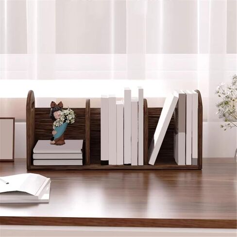 Bookshelf Wooden Three-Compartment Desktop Bookshelf, Home Office Storage Rack for CDs Magazine for Living Room Home Office in Kuwait