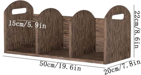 Bookshelf Wooden Three-Compartment Desktop Bookshelf, Home Office Storage Rack for CDs Magazine for Living Room Home Office in Kuwait
